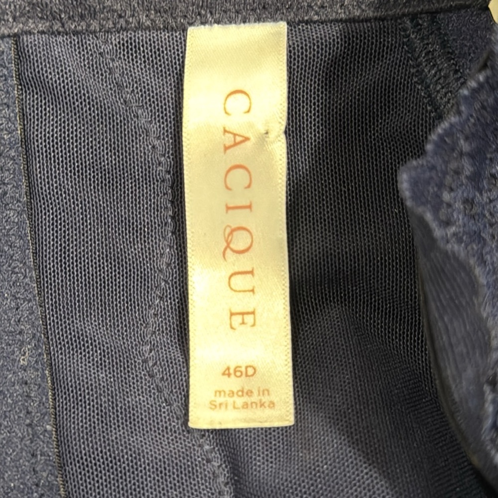Cacique Women’s Cotton Lace-Trim Longline T-Shirt Bra Maritime‎ Blue Size 46D - Picture 6 of 8